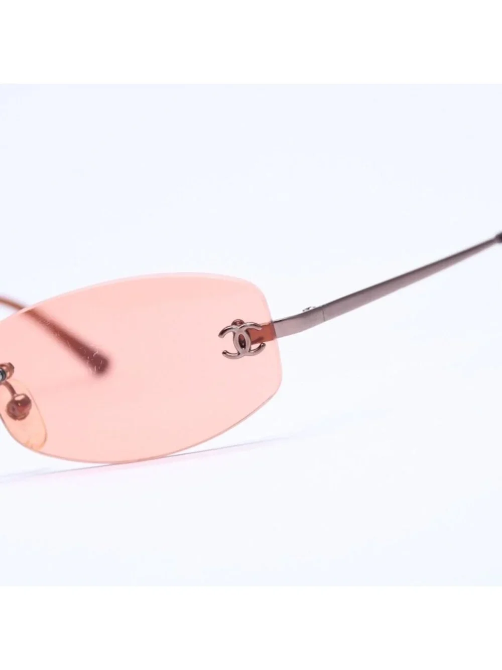 Chanel Sunglasses Eyewear Orange Lens CC Logo Silver